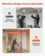 3353mm Drywall Lift, Heavy-Duty 68 kg Sheetrock Hoist with Adjustable Telescoping Arm, Lockable Wheels, V952-SPSJJHS95FT18ZSYP001V0