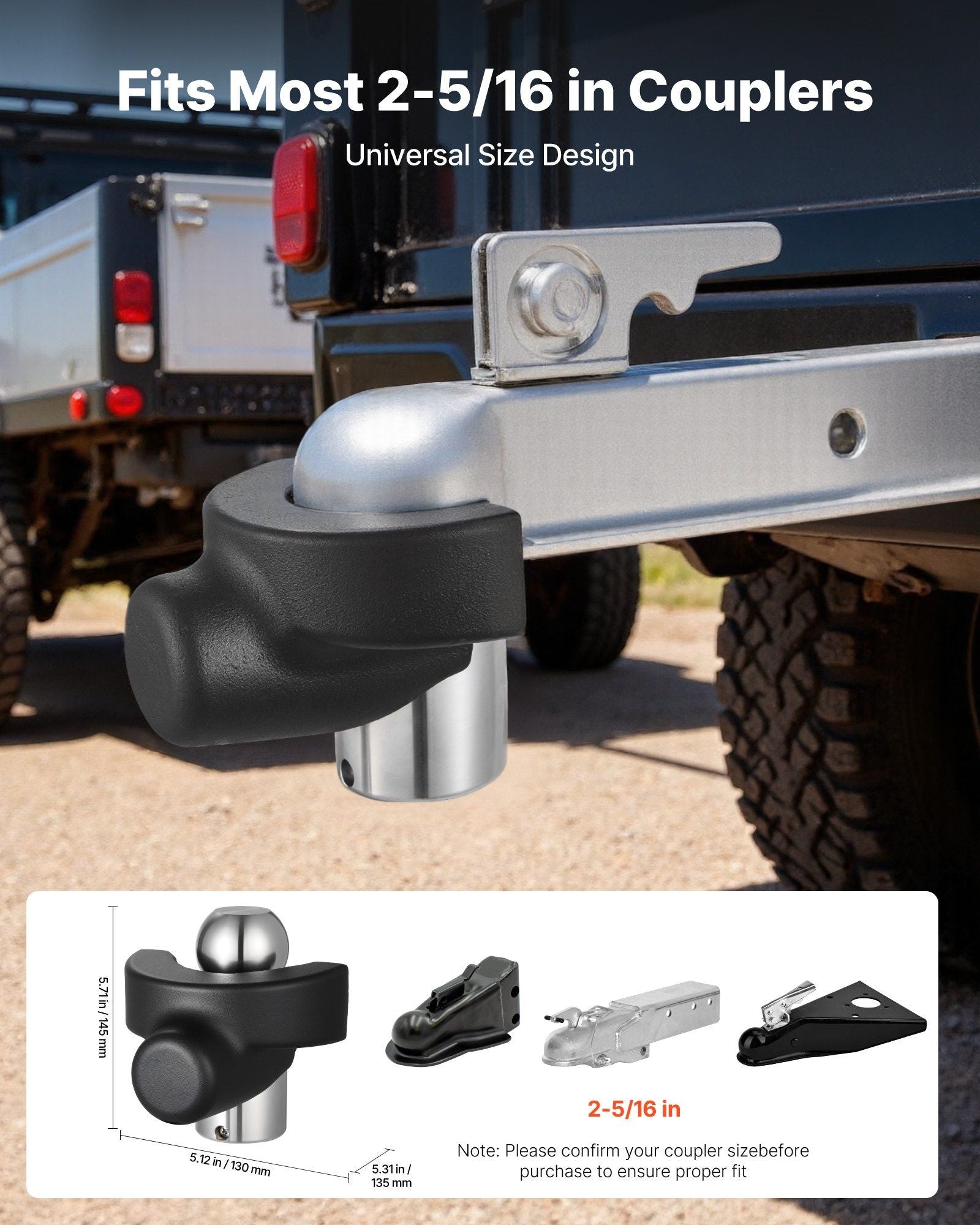 Trailer Hitch Lock, Compatible with 58.7 mm Couplers, Heavy-Duty Anti-Theft Trailer Ball Lock with 3 Keys, V952-SPSOHSCX25164V9WR001V0