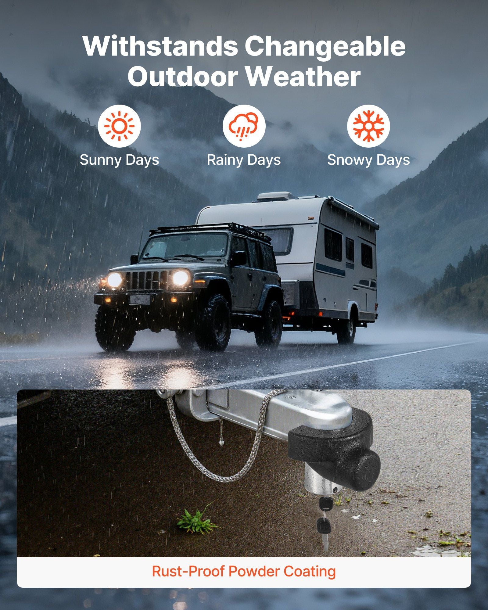Trailer Hitch Lock, Compatible with 58.7 mm Couplers, Heavy-Duty Anti-Theft Trailer Ball Lock with 3 Keys, V952-SPSOHSCX25164V9WR001V0