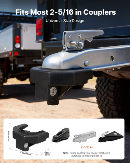 Trailer Hitch Lock Kit, Compatible with 58.7 mm Couplers, Heavy-Duty Anti-Theft Trailer Ball Lock with 3 Keys V952-SPSOHSCX2516GV08O001V0