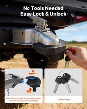 Trailer Hitch Lock Kit, Compatible with 58.7 mm Couplers, Heavy-Duty Anti-Theft Trailer Ball Lock with 3 Keys V952-SPSOHSCX2516GV08O001V0