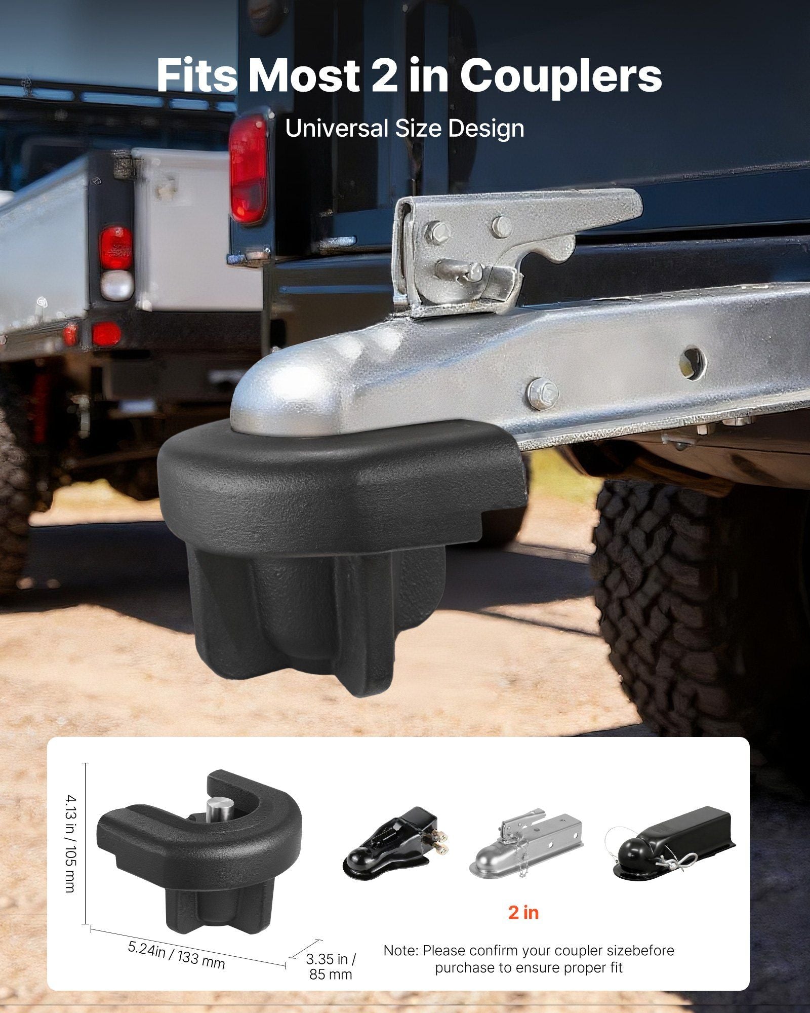 Trailer Hitch Lock, Compatible with 50.8 mm Couplers, Heavy-Duty Anti-Theft Trailer Ball Lock with 3 Keys, V952-SPSOHSCX2INC4U3BJ001V0