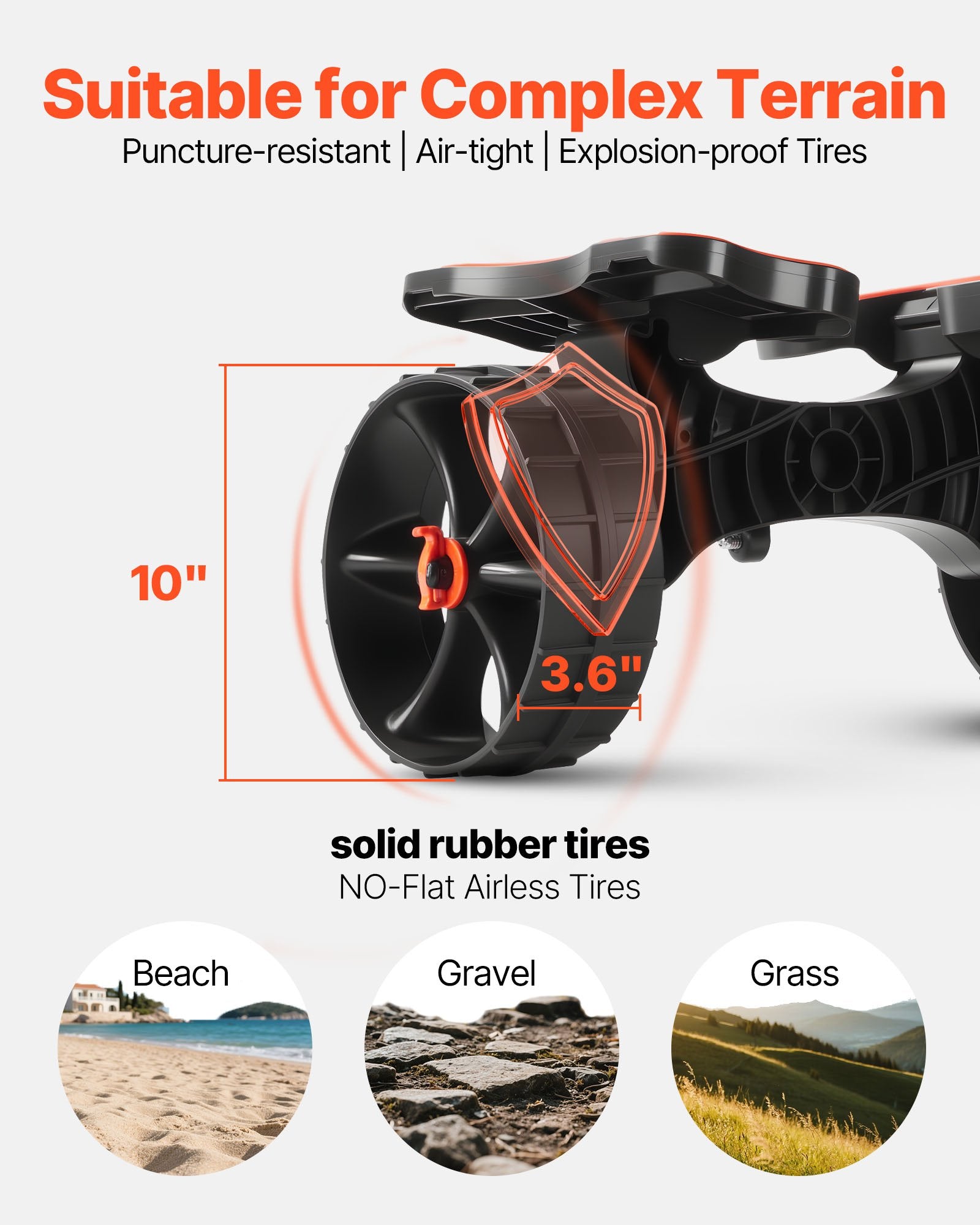 Kayak Cart, 136.1 kg Load Capacity, Foldable Kayak Trolley with 25.4 cm Solid Rubber Tires & 1 Ratchet Strap, V952-SPSPHTTC10IN15RM2001V0