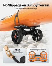 Kayak Cart, 136.1 kg Load Capacity, Foldable Kayak Trolley with 25.4 cm Solid Rubber Tires & 1 Ratchet Strap, V952-SPSPHTTC10IN15RM2001V0