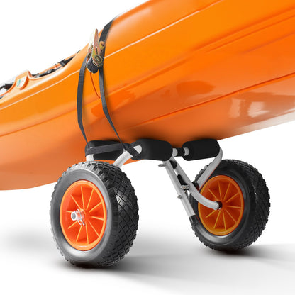 Kayak Cart, 90 kg Load Capacity, Foldable Kayak Trolley with 25.4 cm Solid Rubber Tires & 1 Ratchet Strap, V952-SPSPHTTC10IN3S906001V0