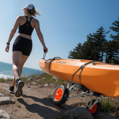 Kayak Cart, 113.4 kg Load Capacity, Foldable Kayak Trolley with 25.4 cm Solid Rubber Tires & 1 Ratchet Strap, V952-SPSPHTTC10IN9SGI2001V0
