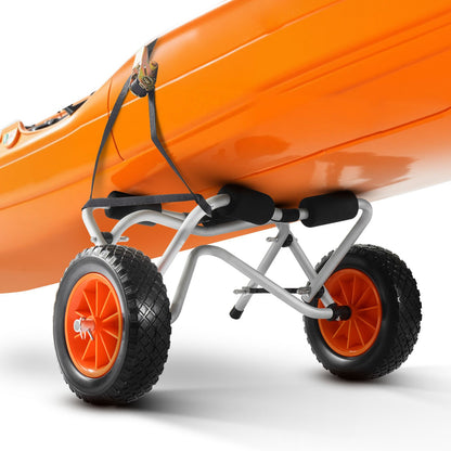 Kayak Cart, 113.4 kg Load Capacity, Foldable Kayak Trolley with 25.4 cm Solid Rubber Tires & 1 Ratchet Strap, V952-SPSPHTTC10IN9SGI2001V0