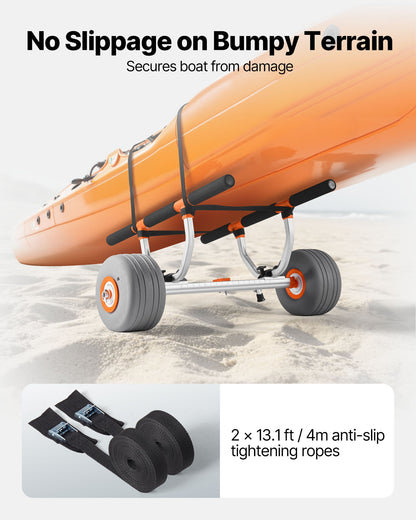 Kayak Cart, 158.8 kg Load Capacity, Kayak Trolley with 30.5 cm Inflatable PU Tires & 2 Straps, Assembles & V952-SPSPHTTC13INFQKUY001V0