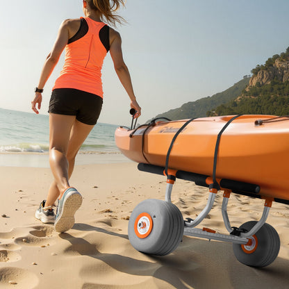 Kayak Cart, 158.8 kg Load Capacity, Kayak Trolley with 30.5 cm Inflatable PU Tires & 2 Straps, Assembles & V952-SPSPHTTC13INFQKUY001V0
