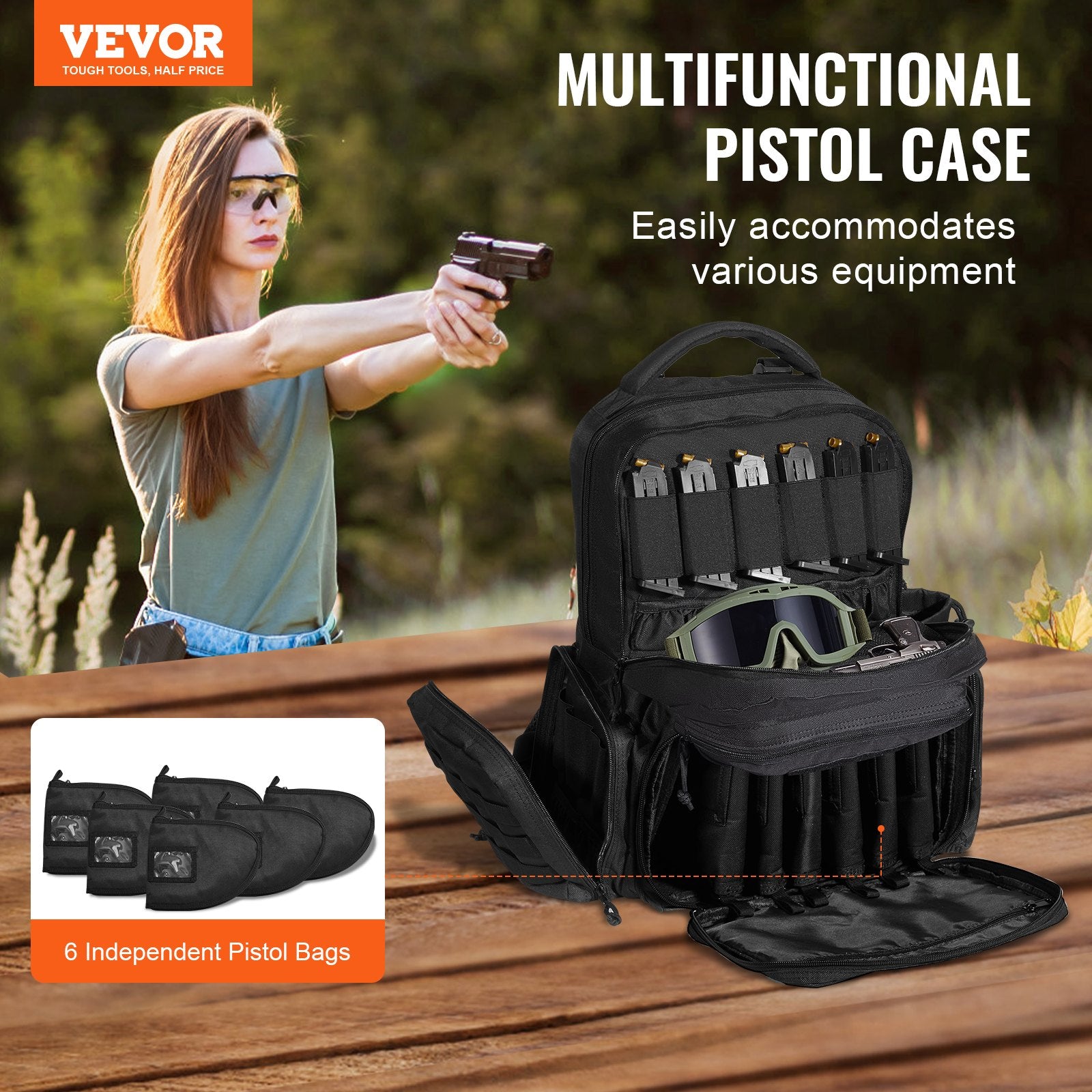 Tactical Range Backpack for 6 Pistols Gun Backpack Black V952-SQBHS422348CN4NBVV0