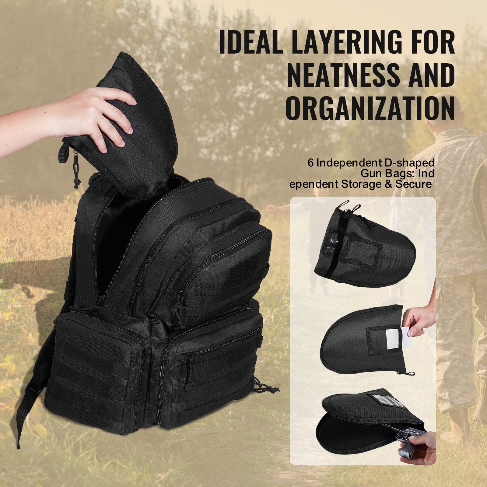 Tactical Range Backpack for 6 Pistols Gun Backpack Black V952-SQBHS422348CN4NBVV0