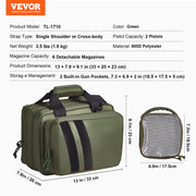 Range Bag for 2 Pistols Tactical Gun Bag 2 Built-in Pistol Bags Green V952-SQBLS332023CK4MQXV0