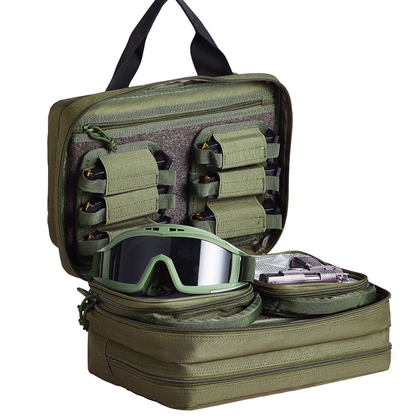 Range Bag for 2 Pistols Tactical Gun Bag 2 Built-in Pistol Bags Green V952-SQBLS332023CK4MQXV0