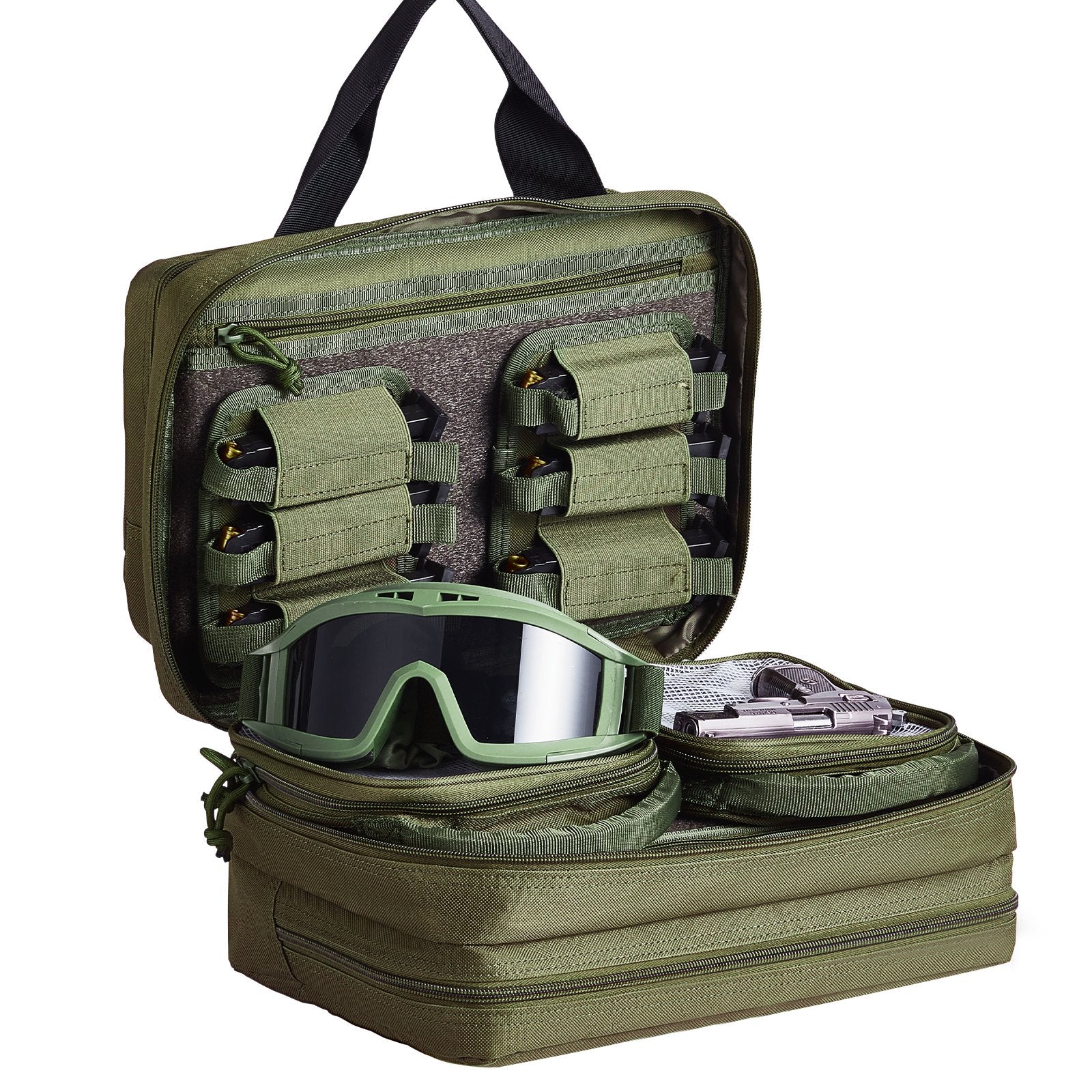 Range Bag for 2 Pistols Tactical Gun Bag 2 Built-in Pistol Bags Green V952-SQBLS332023CK4MQXV0