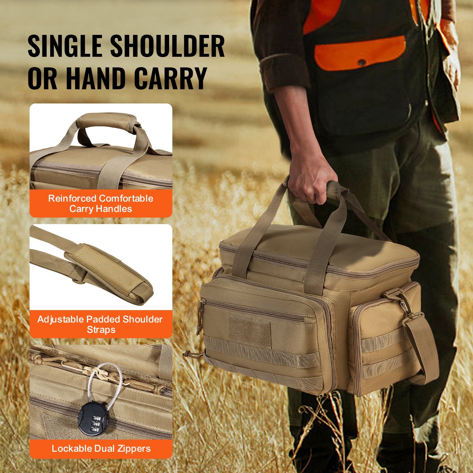 Range Bag for 4 Pistols, Tactical Gun Range Bag with 3 Detachable Baffles & 6 Magazines, Firearm Shooting V952-SQBLS362631C0I5U2V0