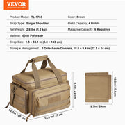 Range Bag for 4 Pistols, Tactical Gun Range Bag with 3 Detachable Baffles & 6 Magazines, Firearm Shooting V952-SQBLS362631C0I5U2V0