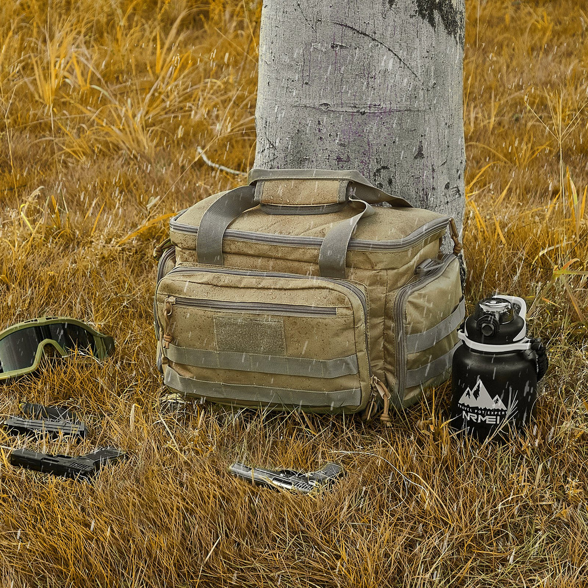 Range Bag for 4 Pistols, Tactical Gun Range Bag with 3 Detachable Baffles & 6 Magazines, Firearm Shooting V952-SQBLS362631C0I5U2V0