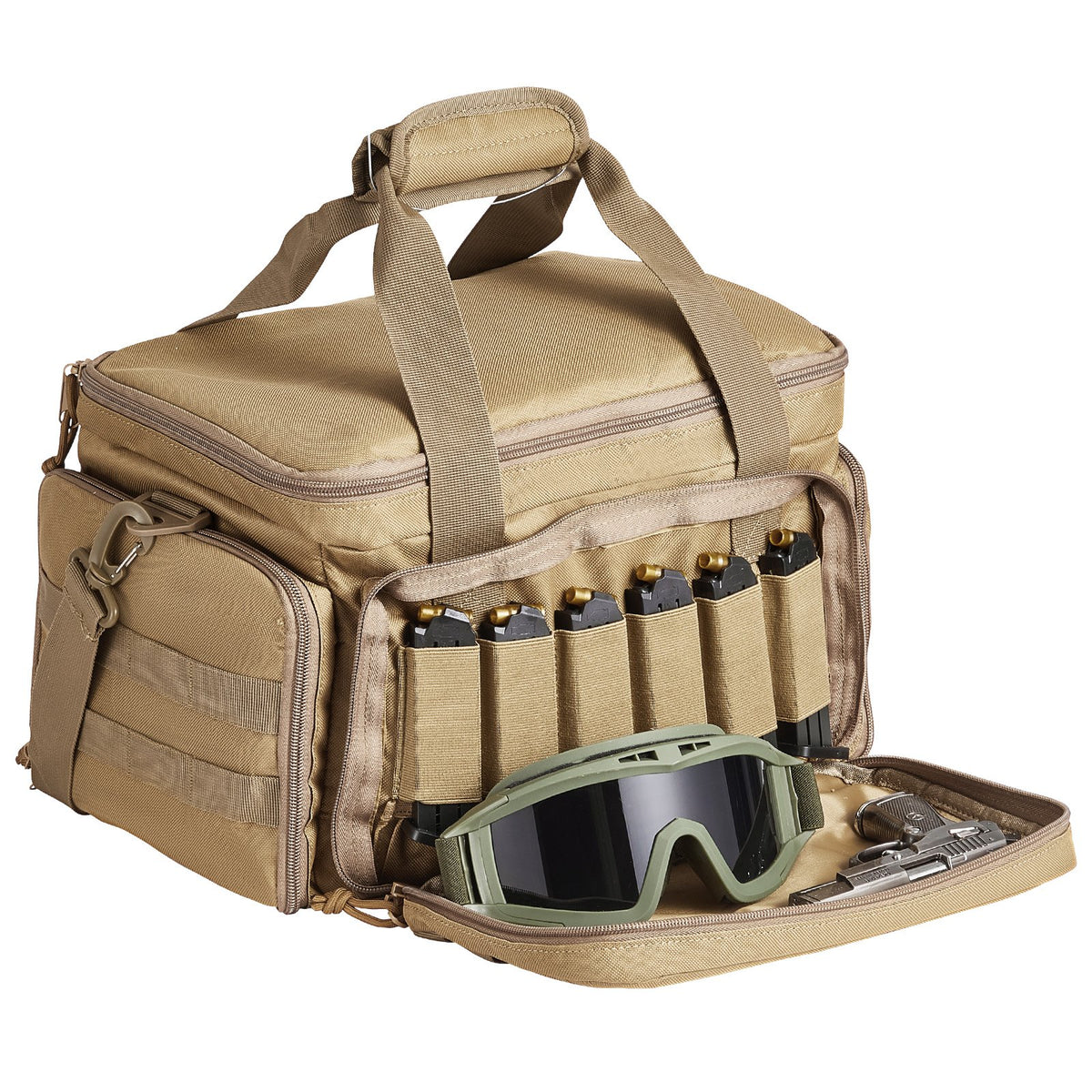 Range Bag for 4 Pistols, Tactical Gun Range Bag with 3 Detachable Baffles & 6 Magazines, Firearm Shooting V952-SQBLS362631C0I5U2V0