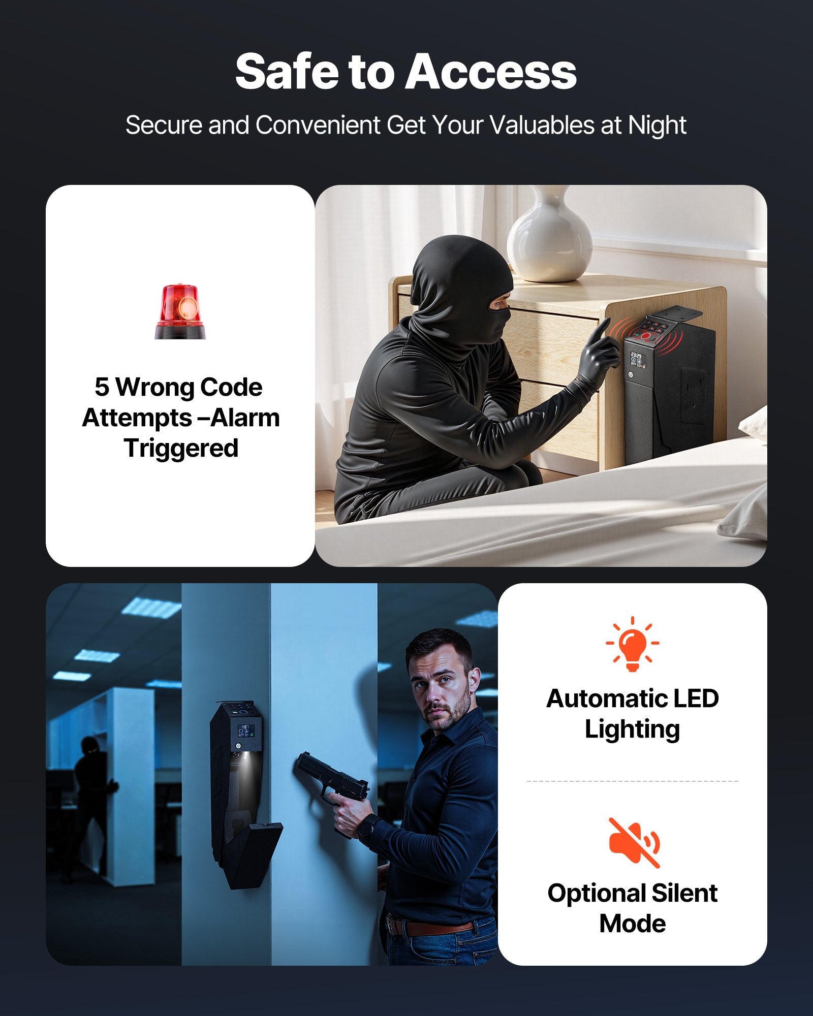 Gun Safe, Slider Handgun Gun Safe with Screen, Fingerprint/Password/Key, 3-Way Quick Access Firearm Case Box V952-SQBXHCDPMK00UX2ZU001V0