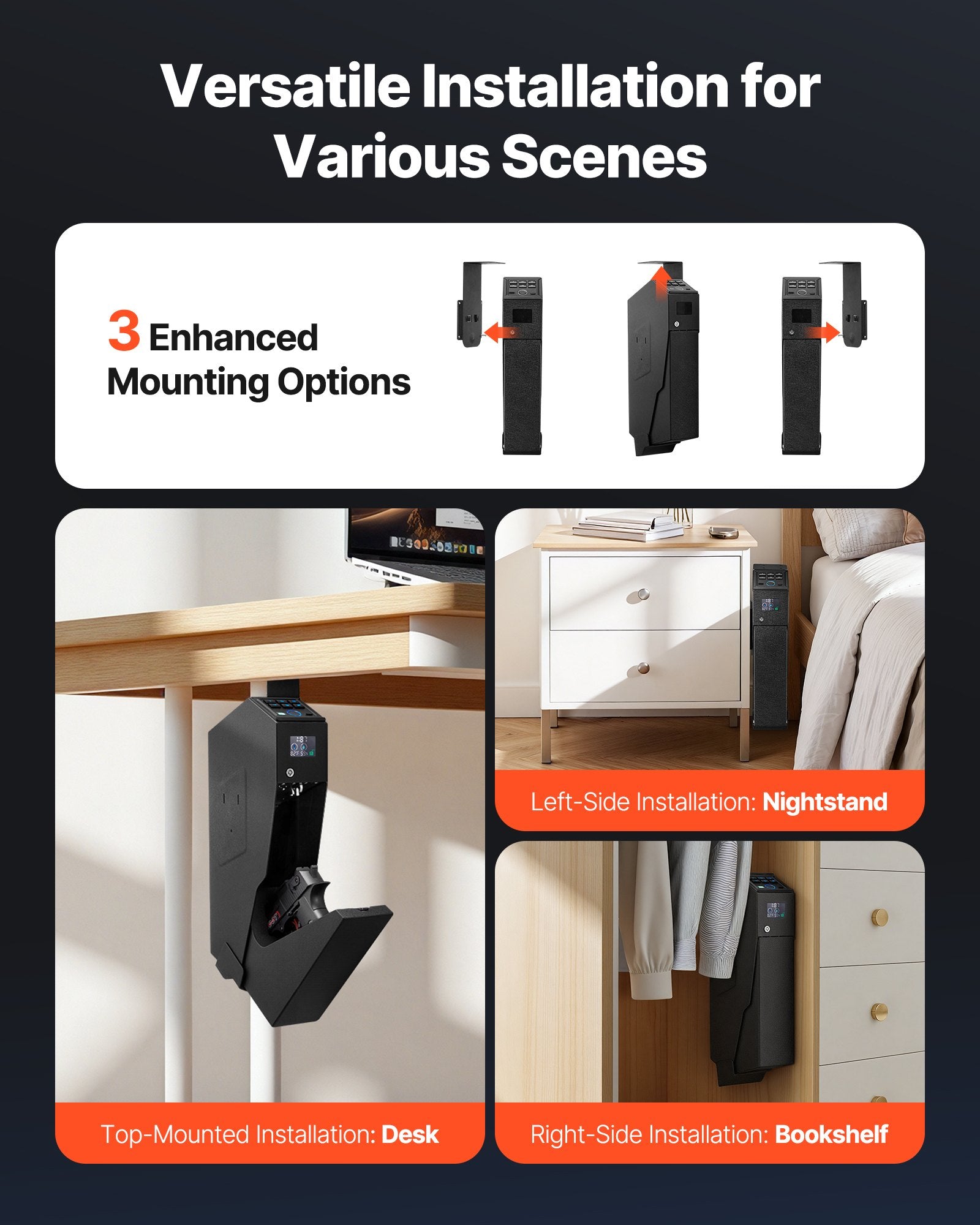Gun Safe, Slider Handgun Gun Safe with Screen, Fingerprint/Password/Key, 3-Way Quick Access Firearm Case Box V952-SQBXHCDPMK00UX2ZU001V0