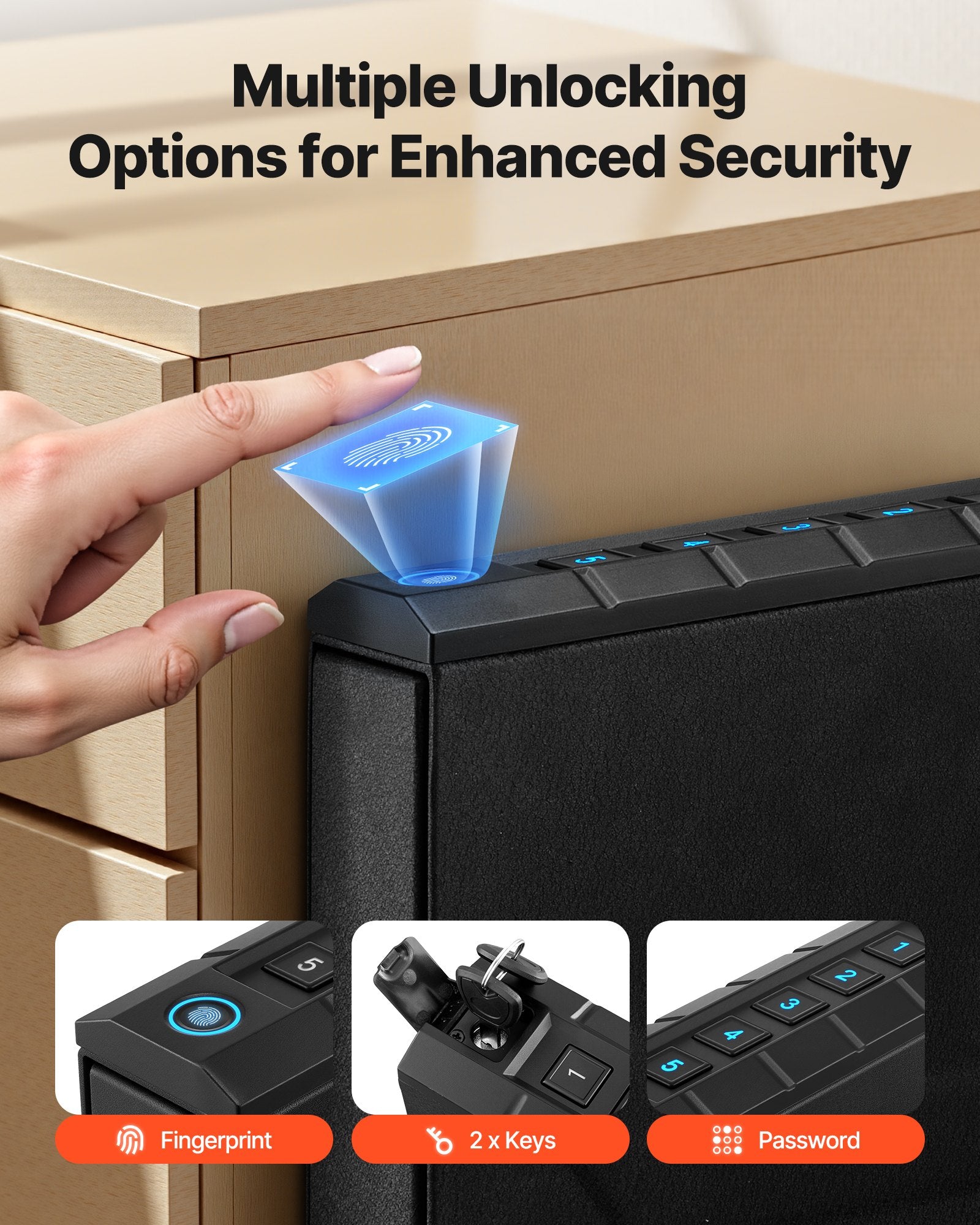 Gun Safe, Slider Handgun Gun Safe with Fingerprint/Password/Key, 3-Way Quick Access Firearm Case Box with V952-SQBXHCHDDGK0KW4MX001V0