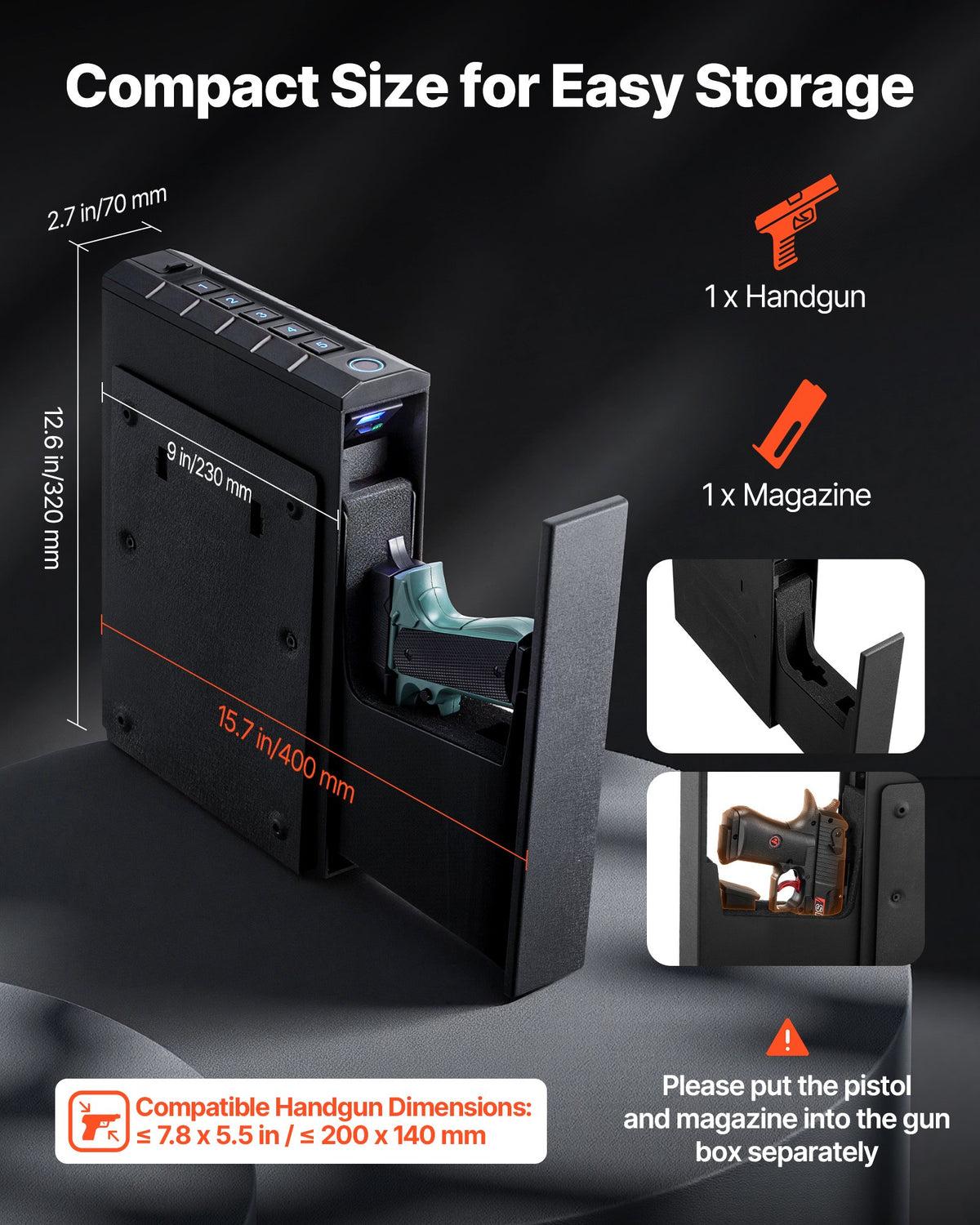 Gun Safe, Slider Handgun Gun Safe with Fingerprint/Password/Key, 3-Way Quick Access Firearm Case Box with V952-SQBXHCHDDGK0KW4MX001V0