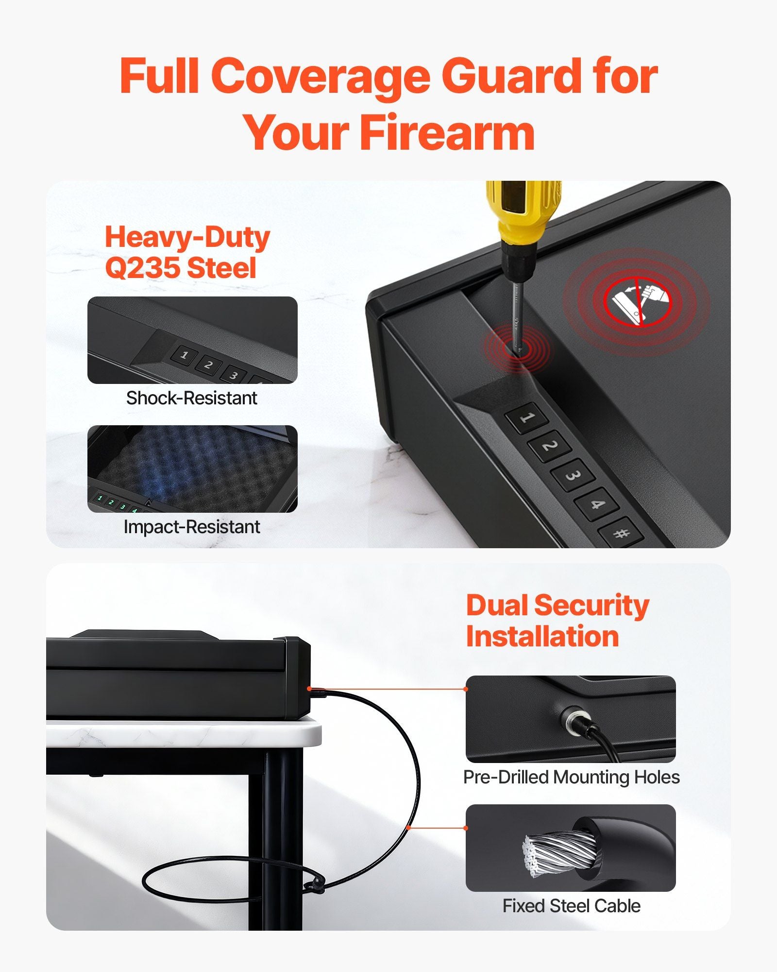 Gun Safe, Heavy Duty Handgun Safe with Fingerprint/Password/Key, 3-Way Quick Access Firearm Case Box with V952-SQBXHSKPTK00GDMH0001V0