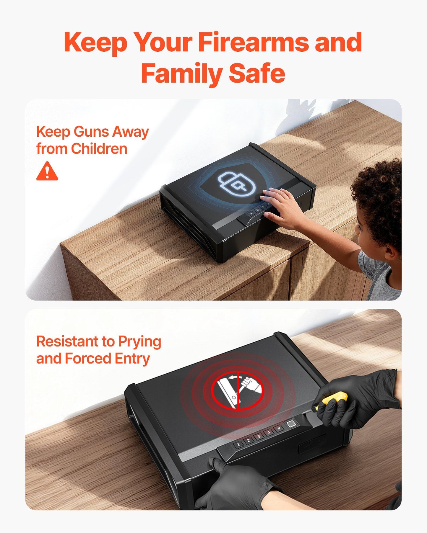 Gun Safe, Heavy Duty Handgun Safe with Fingerprint/Password/Key, 3-Way Quick Access Firearm Case Box with V952-SQBXHSKPTK00GDMH0001V0