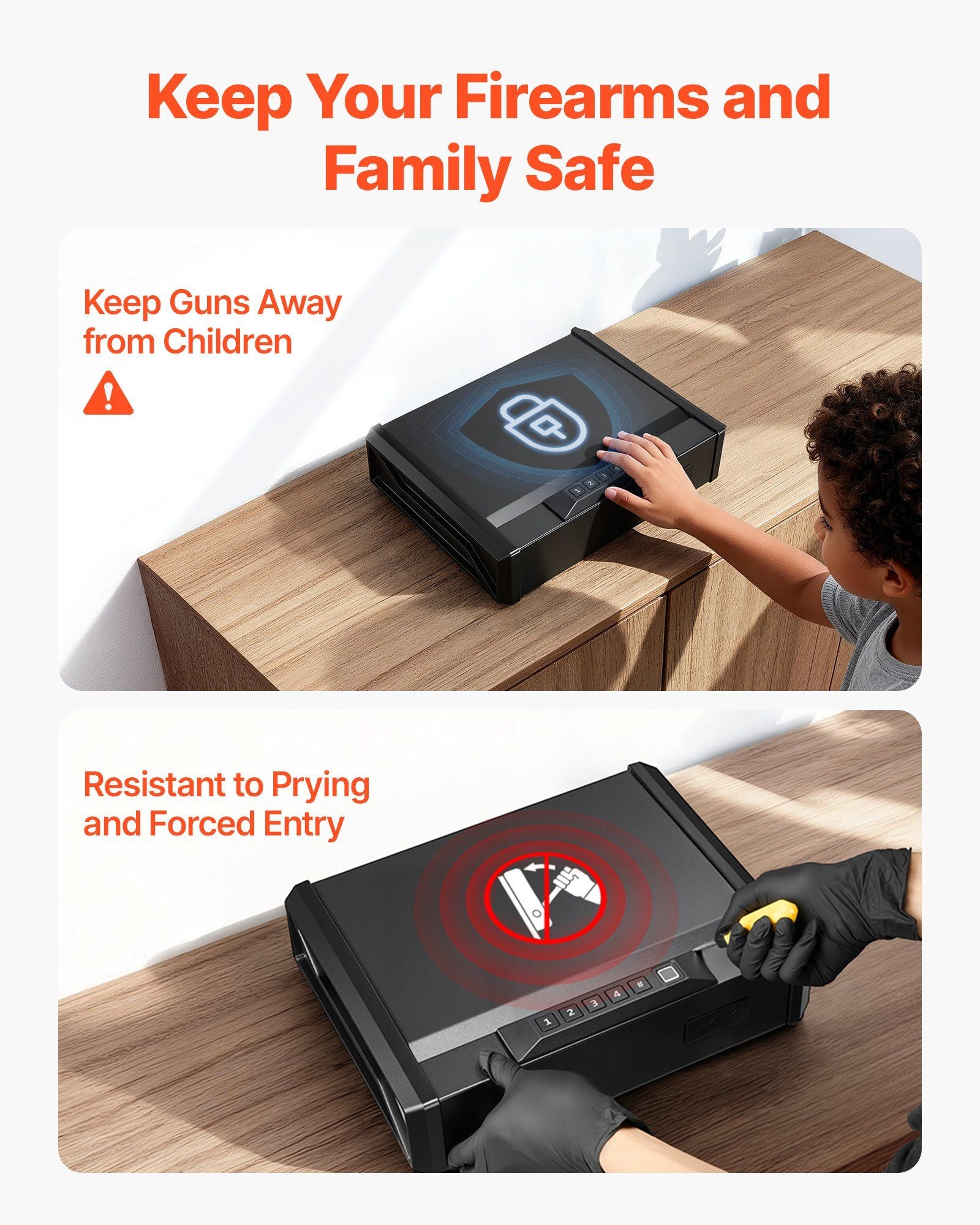 Gun Safe, Heavy Duty Handgun Safe with Fingerprint/Password/Key, 3-Way Quick Access Firearm Case Box with V952-SQBXHSKPTK00GDMH0001V0