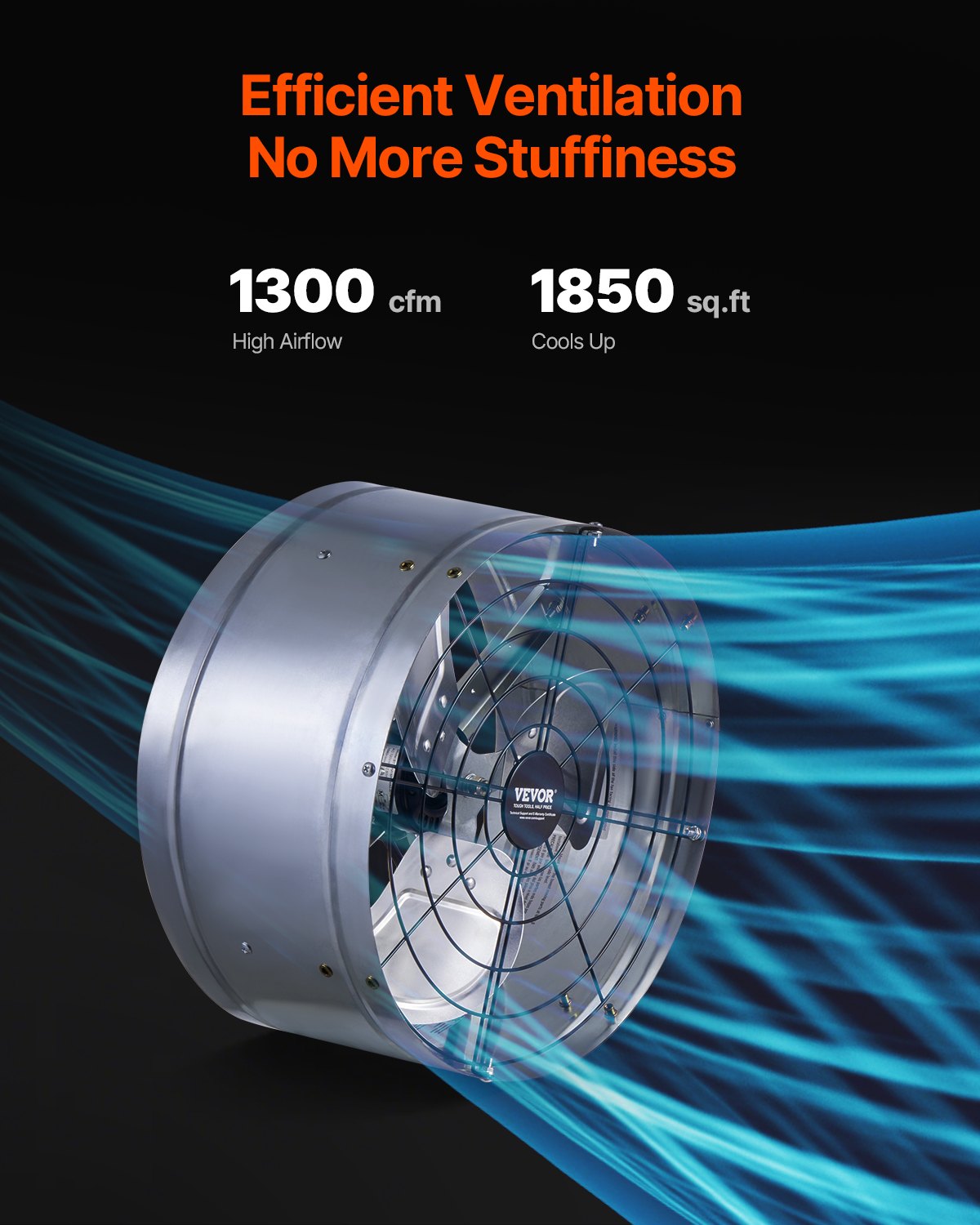 380 mm Gable Mount Fan 1300 CFM Attic Vent Fan with Adjustable Thermostat V952-SQFJ15YC1300339LIV3