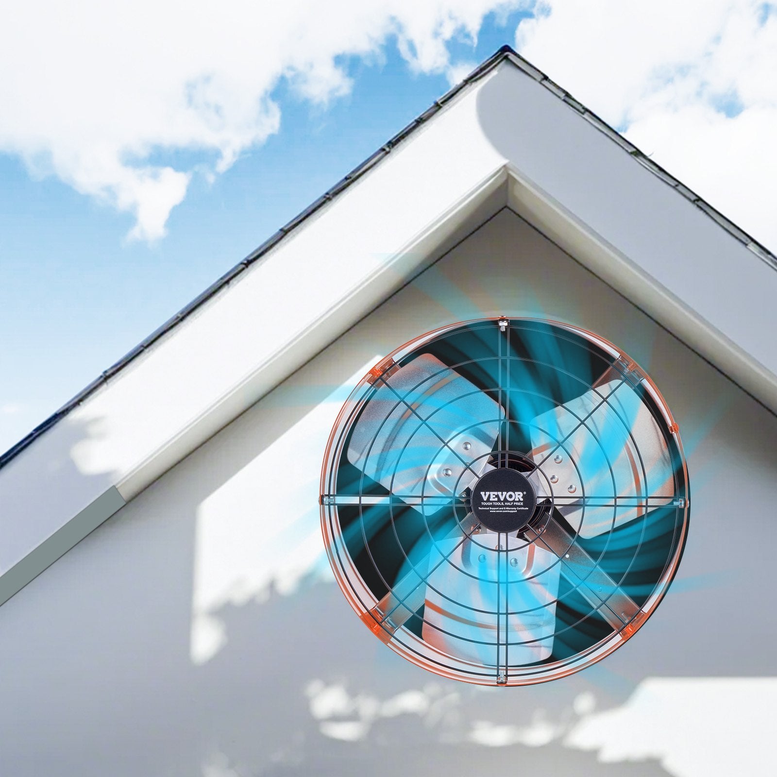 380 mm Gable Mount Fan 1650 CFM Attic Vent Fan with Adjustable Thermostat V952-SQFJ15YC16502BPXZV3