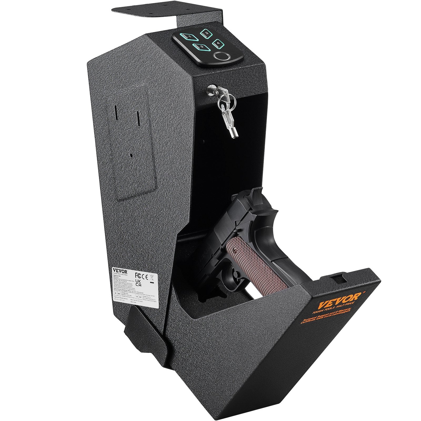 Mounted Gun Safe for Pistols Biometric Gun Safe 3 Access Ways for 1 Pistol V952-SQJCD0000000XXFXMV0
