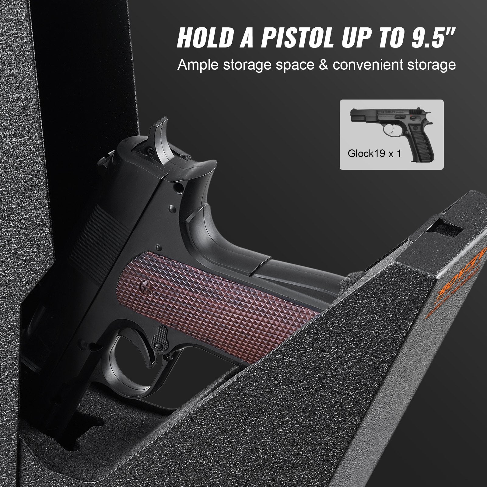 Mounted Gun Safe for Pistols Biometric Gun Safe 3 Access Ways for 1 Pistol V952-SQJCD0000000XXFXMV0