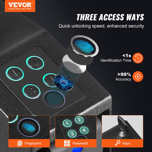 Mounted Gun Safe for Pistols Biometric Gun Safe 3 Access Ways 1 Pistol V952-SQJCT00000002M2N2V0