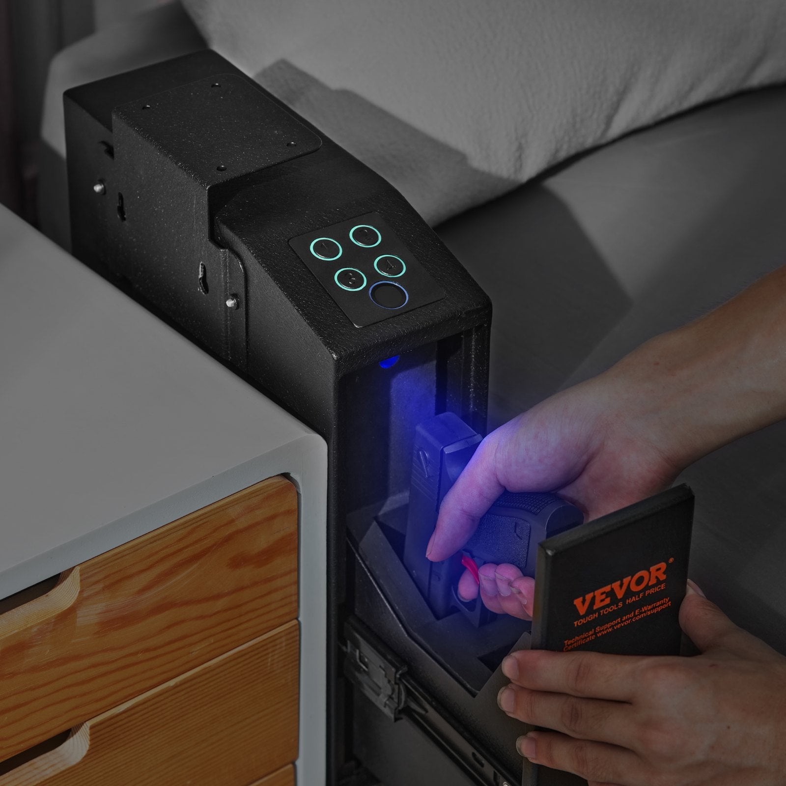 Mounted Gun Safe for Pistols Biometric Gun Safe 3 Access Ways 1 Pistol V952-SQJCT00000002M2N2V0