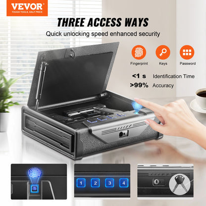 Gun Safe for Pistols Biometric Gun Safe with 3 Access Ways for 2 Pistols V952-SQJSK0000000I2P0ZV0