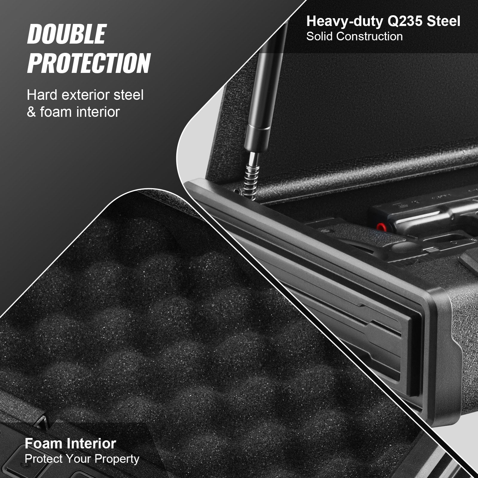 Gun Safe for Pistols Biometric Gun Safe with 3 Access Ways for 2 Pistols V952-SQJSK0000000I2P0ZV0