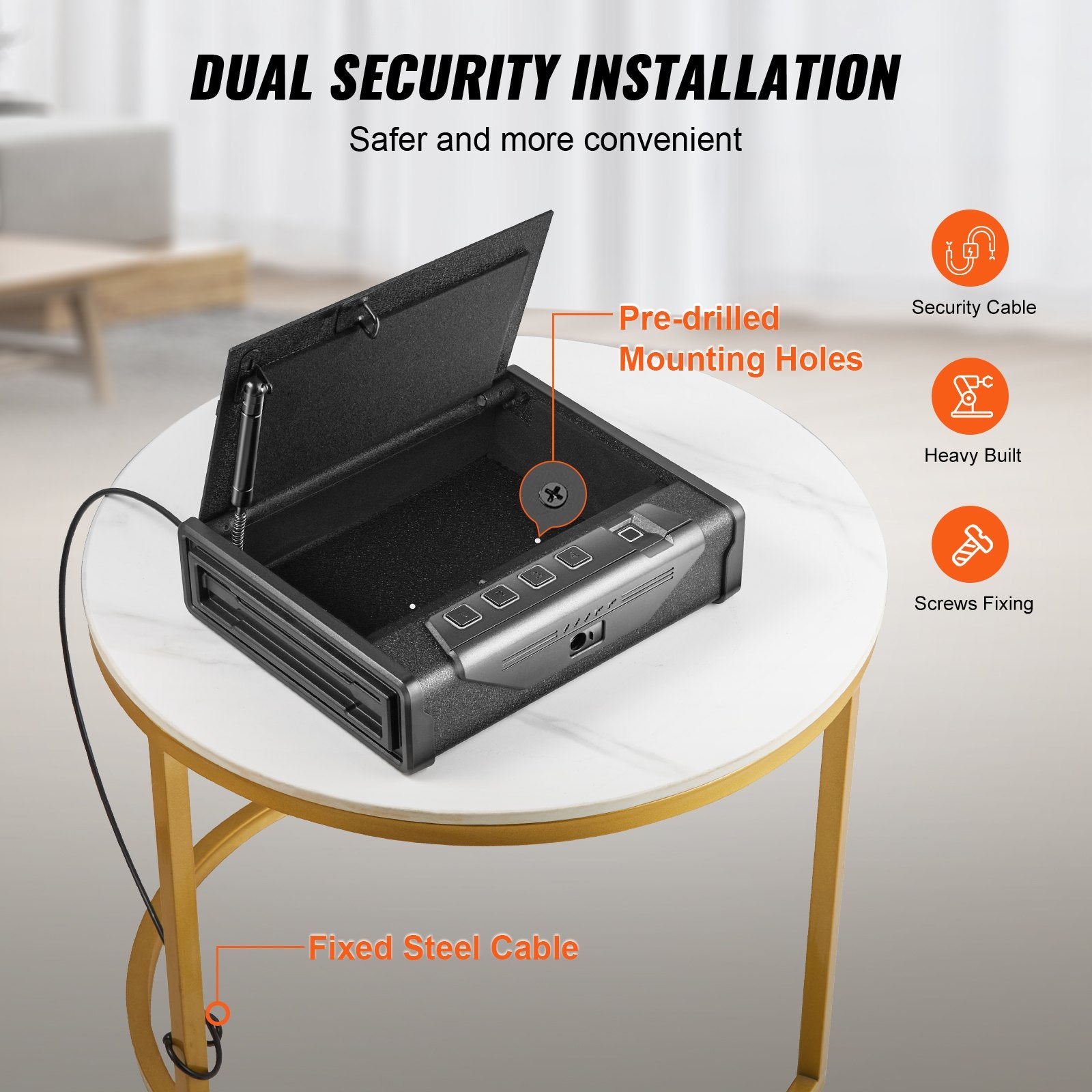 Gun Safe for Pistols Biometric Gun Safe with 3 Access Ways for 2 Pistols V952-SQJSK0000000I2P0ZV0