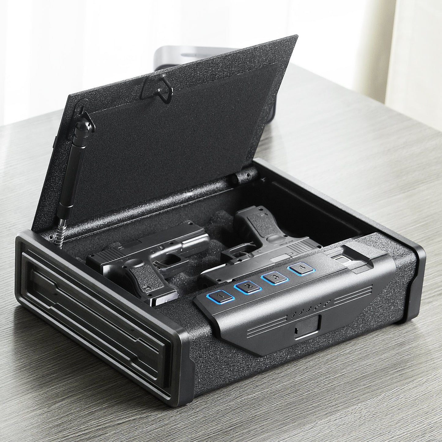 Gun Safe for Pistols Biometric Gun Safe with 3 Access Ways for 2 Pistols V952-SQJSK0000000I2P0ZV0