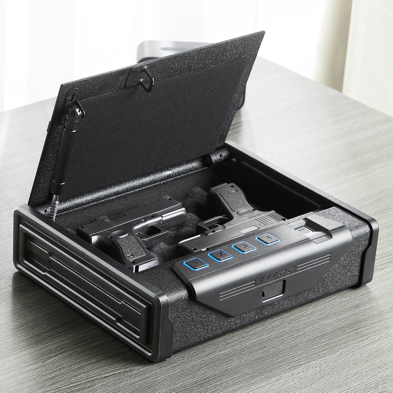 Gun Safe for Pistols Biometric Gun Safe with 3 Access Ways for 2 Pistols V952-SQJSK0000000I2P0ZV0