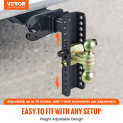 Adjustable Trailer Hitch, 25.4 cm Drop & 21.59 cm Rise Hitch Ball Mount with 5.08 cm Receiver, Solid Tube, V952-SQTQJTCB22253VXAJV0