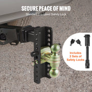 Adjustable Trailer Hitch, 203.2 mm Drop & 165.1 mm Rise Hitch Ball Mount with 50.8 mm Receiver, Solid Tube, V952-SQTQJTCB22259NAWHV0