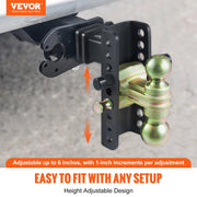 Adjustable Trailer Hitch, 152.4 mm Drop & 114.3 mm Rise Hitch Ball Mount with 50.8 mm Receiver, Solid Tube, V952-SQTQJTCB2225DZS3SV0