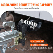 Adjustable Trailer Hitch, 152.4 mm Drop & 114.3 mm Rise Hitch Ball Mount with 50.8 mm Receiver, Solid Tube, V952-SQTQJTCB2225DZS3SV0