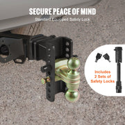 Adjustable Trailer Hitch, 15cm Drop & 11.43cm Rise Hitch Ball Mount with 6.35cm Receiver, Solid Tube, 6577 V952-SQTQJTCB25221G4VYV0