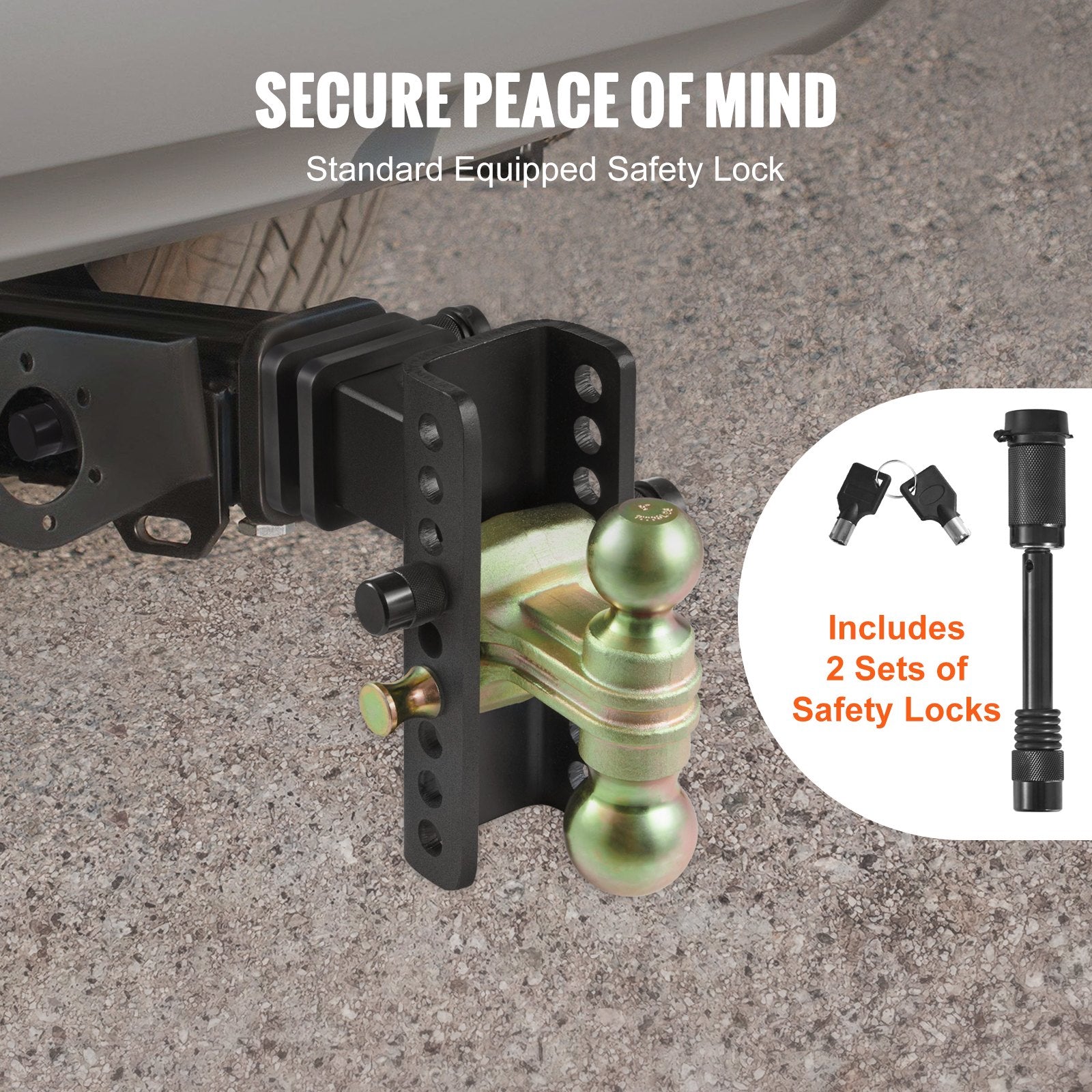Adjustable Trailer Hitch, 15cm Drop & 11.43cm Rise Hitch Ball Mount with 6.35cm Receiver, Solid Tube, 6577 V952-SQTQJTCB25221G4VYV0