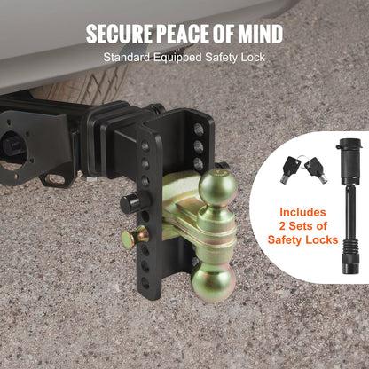 Adjustable Trailer Hitch, 15cm Drop & 11.43cm Rise Hitch Ball Mount with 6.35cm Receiver, Solid Tube, 6577 V952-SQTQJTCB25221G4VYV0