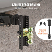 Adjustable Trailer Hitch, 25 cm Drop & 21.59 cm Rise Hitch Ball Mount with 6.35 cm Receiver Solid Tube, 6577 V952-SQTQJTCB2522KIQK5V0