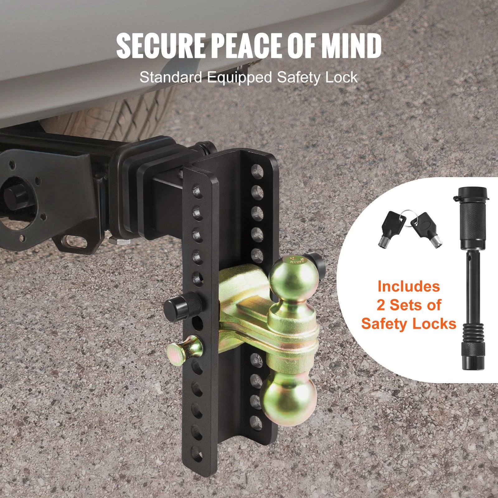 Adjustable Trailer Hitch, 25 cm Drop & 21.59 cm Rise Hitch Ball Mount with 6.35 cm Receiver Solid Tube, 6577 V952-SQTQJTCB2522KIQK5V0