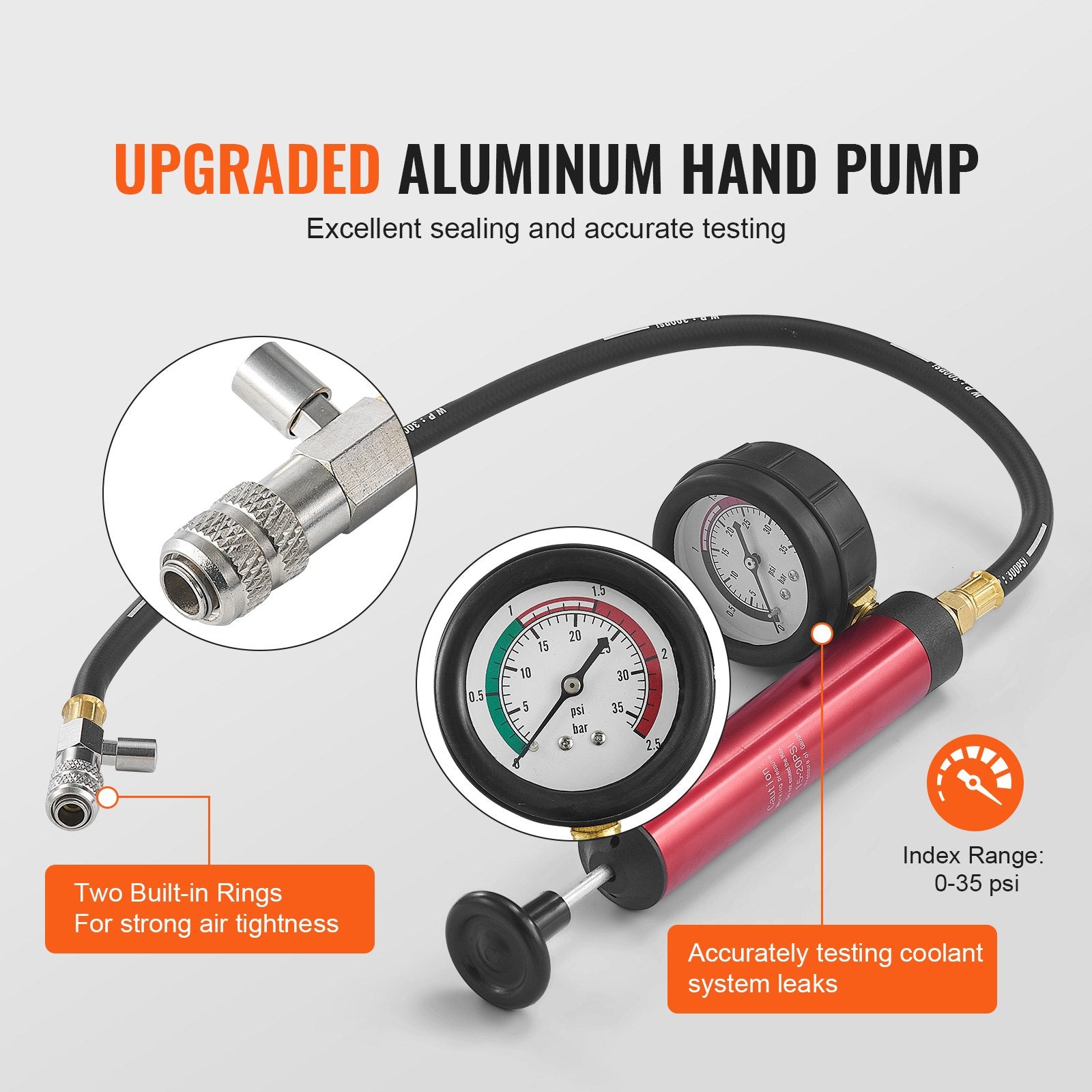 14 pcs Universal Radiator Pressure Tester Kit, Coolant Pressure Tester Kit with Manual Pump and Color-coded V952-SRQLQYYLCSY192TC2V0